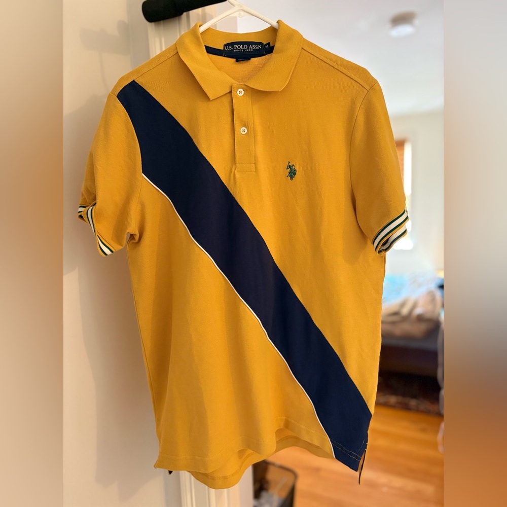 Polo by US Polo Assn. Men's Yellow and Navy Polo Shirt